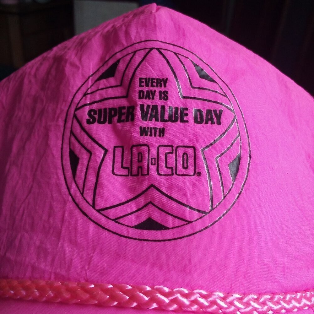 Deadstock Vintage Super Value Day LA-CO. Neon Snap Hat Cap
